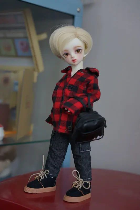 

1/6 BJD doll coat pink grid coat for 1/6 YOSD size doll accessories doll clothes with pants