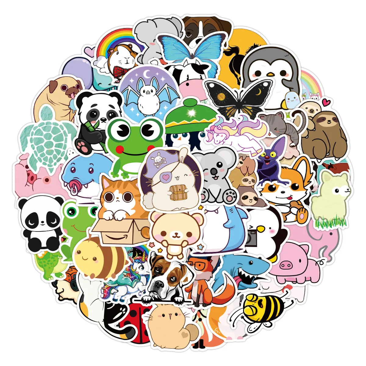 

10/30/50 Pcs Cartoon Cute animals Stickers Decoration Decals Phone Scrapbook Laptop Suitcase Guitar Children's Reward Stickers