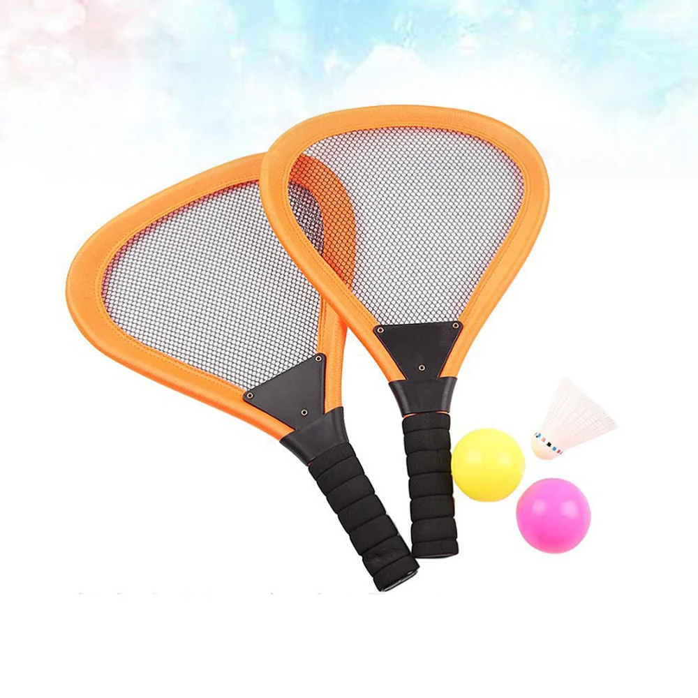 

5pcs Children Cloth Tennis Racket Beach Rackets Beachball Racket Kids Outdoor Supplies (Red 2pcs Racket, 1pc Badminton, 2pcs Oce