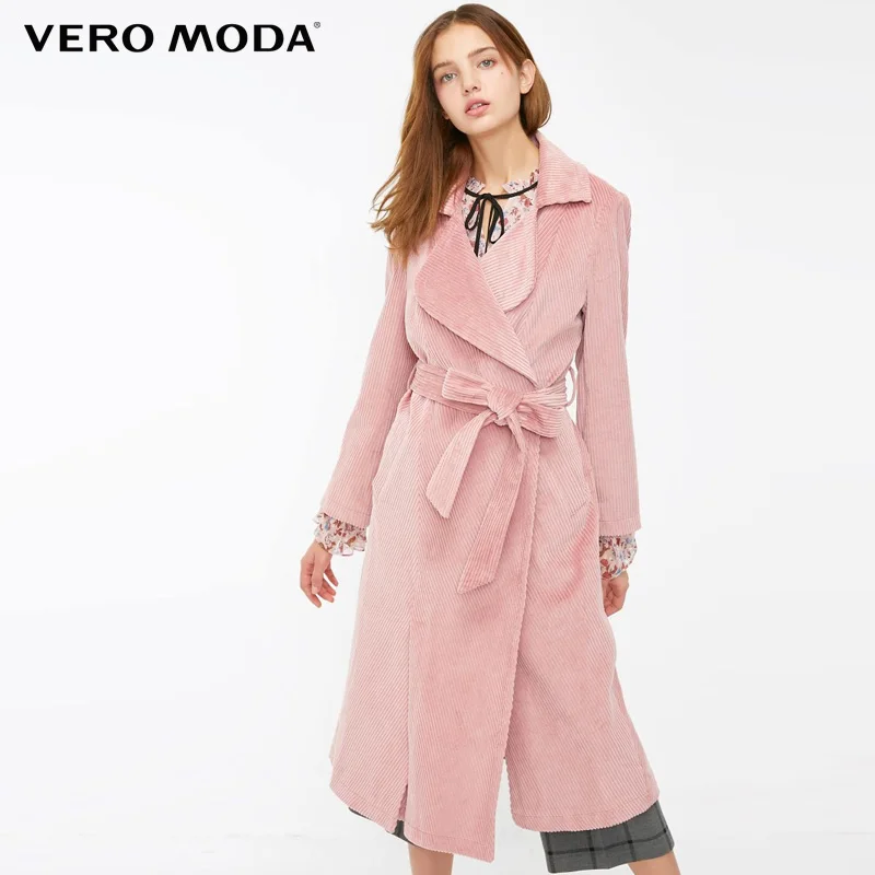 Vero Moda Осень Зима хлопок вельвет Сплит длинный плащ куртка женская| 318409508|Женские