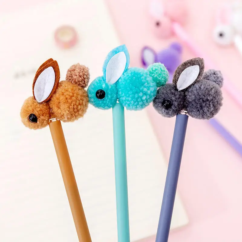 Креативные милые гелевая ручка Kawaii в Корейском стиле с плюшевыми ушками кролик