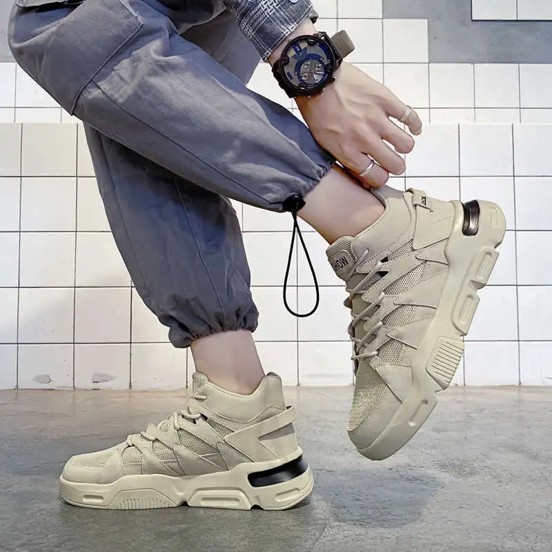 

Sport Shoes Man Big Soles Running Shoes Men British Style White Sports Shoes Without Lacing Casual Sneakers Net Tennis Dad Gym