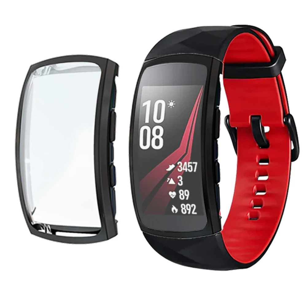 Чехол для часов, чехол для samsung gear Fit 2 Pro Band, тонкий чехол из ТПУ, защитный чехол для gear Fit 2 R360 2Pro fit2, защитный экран - Цвет: Черный