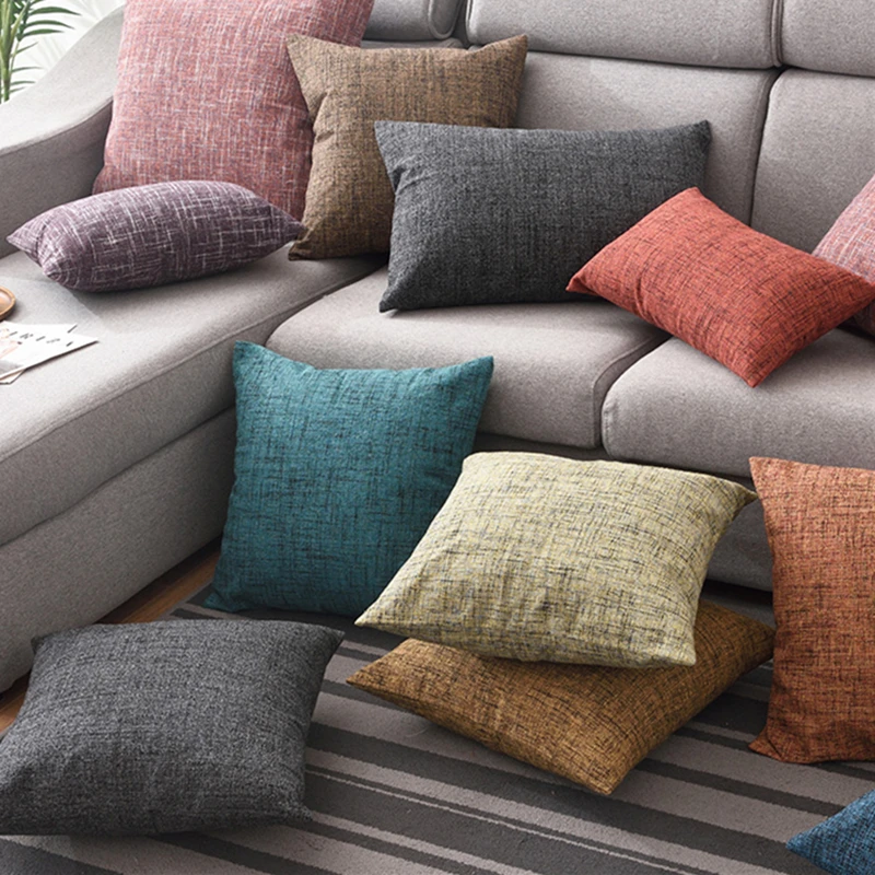 

30x45/45/40x60/55cm simple plain color linen cushion cover decorative lumbar pillowcase sofa chair backrest waist pillow cover