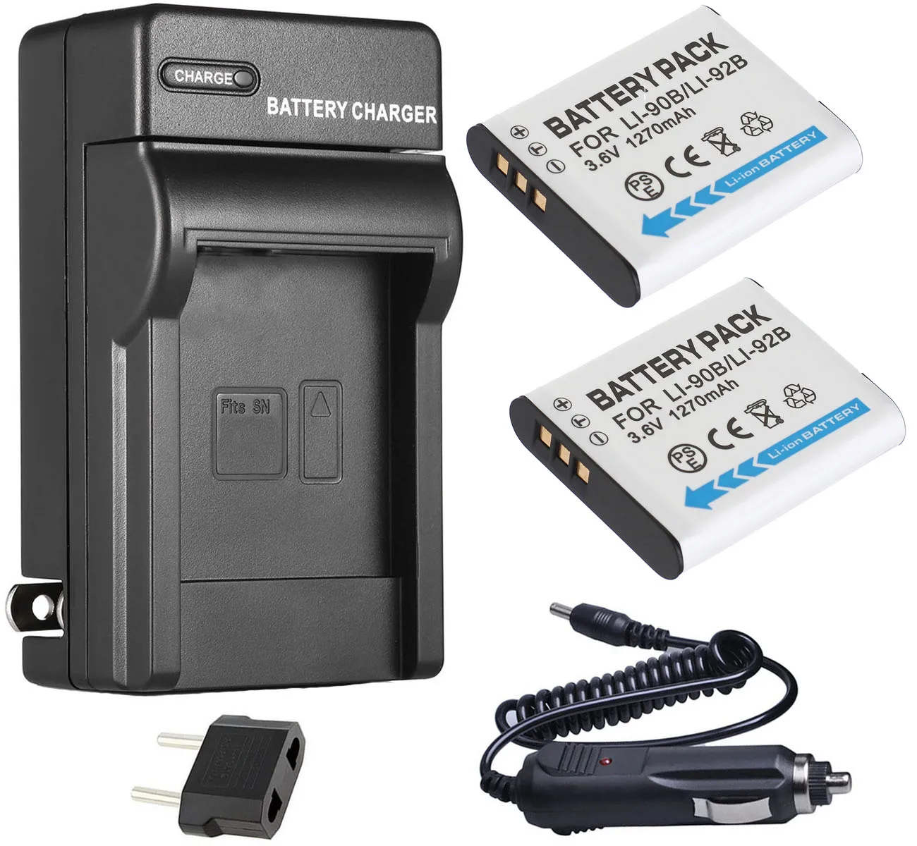 Батарея (2-Pack) + зарядное устройство для литий-ионных аккумуляторов Olympus LI-90B LI90B LI-92B