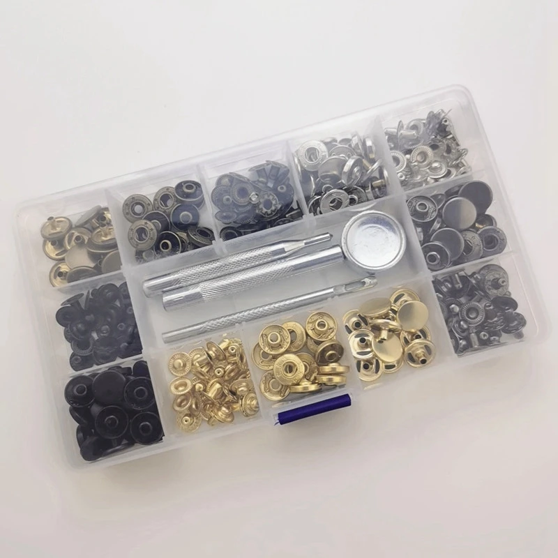60 Set Copper Snap Fasteners Press Studs Poppers No Sewing Leather Clothing Button With 4 Pieces Install Tool (12.5 Mm) | Дом и сад
