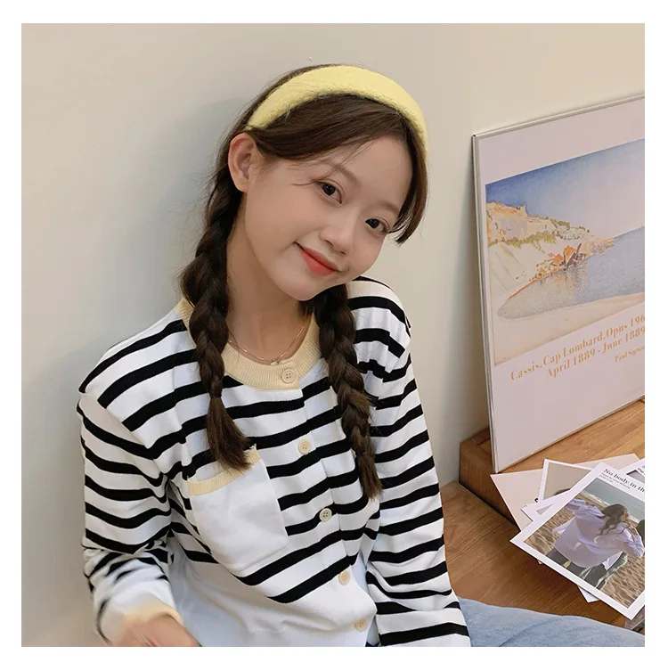 Cream mint!Wool headband, wide brim pressed hairhoop sweet and versatile candy-colored hairhoop Japanese Korean hair accessories