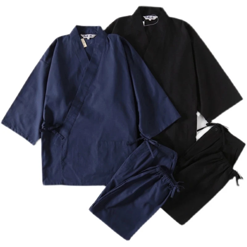 Пижама-кимоно Jinbei мужская из 100% хлопка юката Самурай ниндзя монахи одежда для