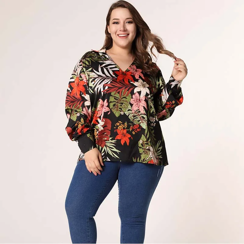 Блузка WHZHM Женская с длинным рукавом фонариком и V образным вырезом|Блузки| |