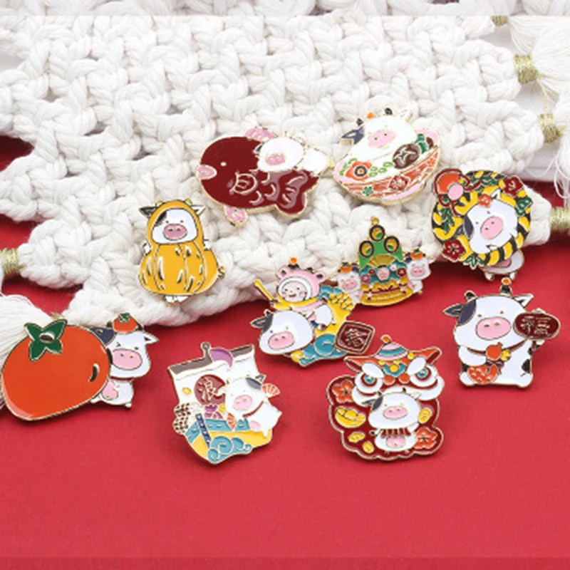 

1 Piece Creative Animal Brooches Cow Animal Multicolor Enamel Lapel Pin Shirt Bag Badge Jewelry Gift Kids Friends Festive Gifts
