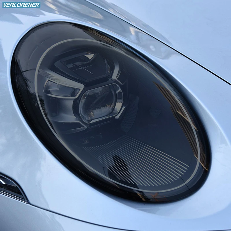 2 Pcs Car Headlight Protective Film Smoked Black Tint Wrap Vinyl Transparent TPU Sticker For Porsche 911 992 2019 2020 2021 2 Pcs Car Headlight Protective Film Smoked Black Tint Wrap Vinyl Transparent TPU Sticker For Porsche 911 992 2019 2020 2021