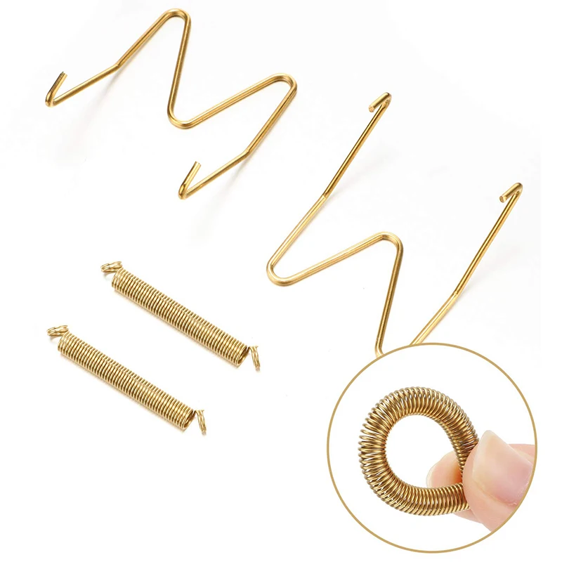 

16 Pieces 6 Inch Invisible Plate Hangers Wall Plate Hangers Brass Wire Plate Holders with 18 Pieces Wall Hooks for 5 to 7 Inch D