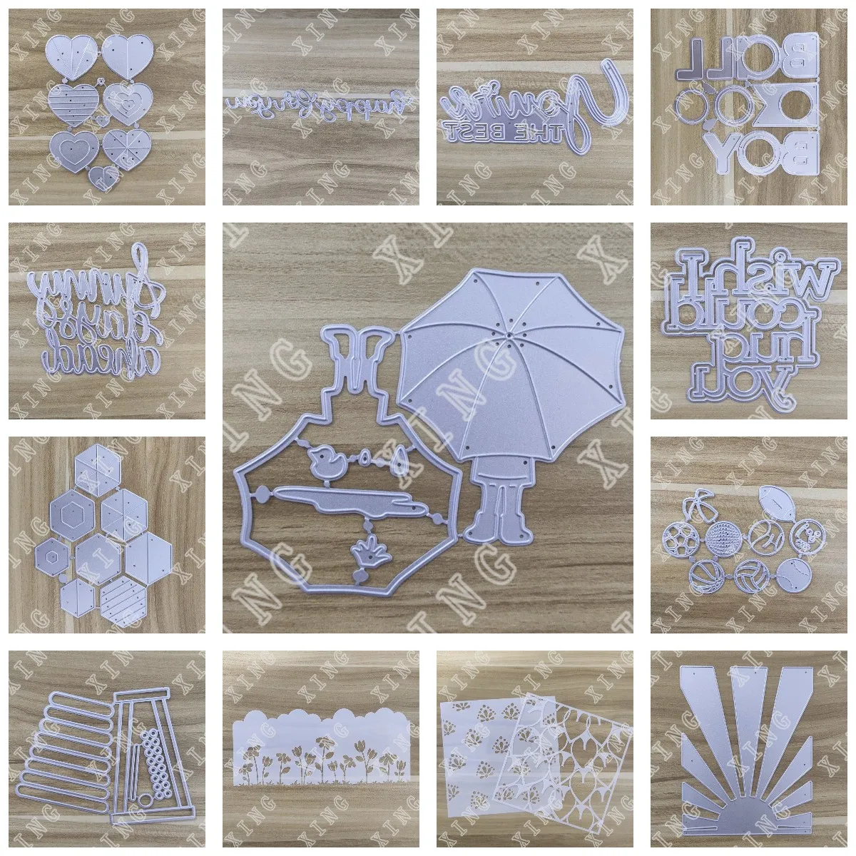 

2022 New Arrival Ball Boy Hearts Rainy Days Wish I Could Hug You Metal Cut Dies Leaves Floral Border Layering Stencils Diy Gift