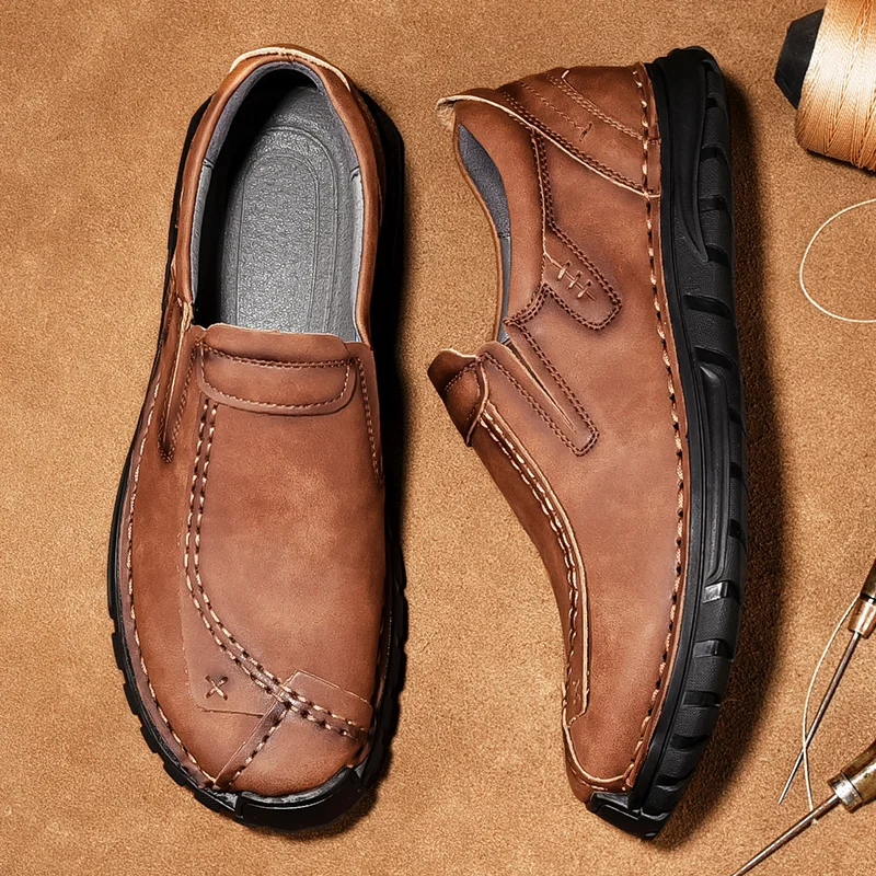 

2021 New Fashion Leisure Loafers men's breathable Trendy shoes casual Men's Genuine Leather Comfortable Sneakers Footwear
