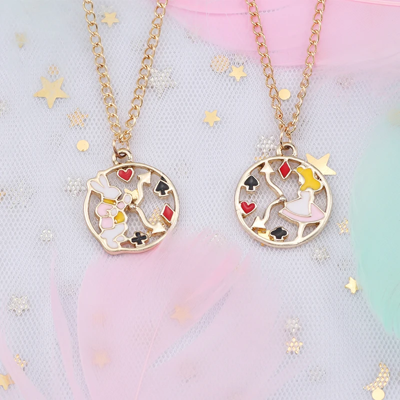 

Alice In Wonderland Necklace Rabbit Animal Pendant For Women Girl Gold Chain Charm Harajuku Jewelry Gift Choker Colar Pendants