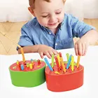 Детские деревянные игрушки Монтессори, Магнитные поймать червей, 3D пазл, развивающая игра, рыбалка, цветные математические детские игрушки для 1, 2, 3 лет