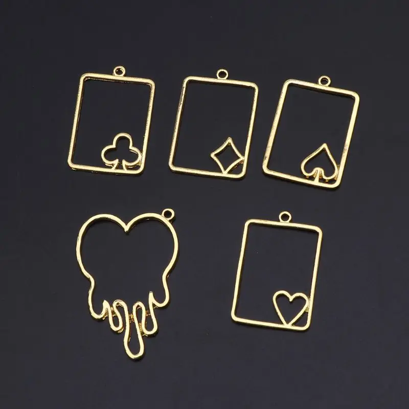 5 шт. карточка для покера плавление сердца металлическая рамка ювелирное изделие