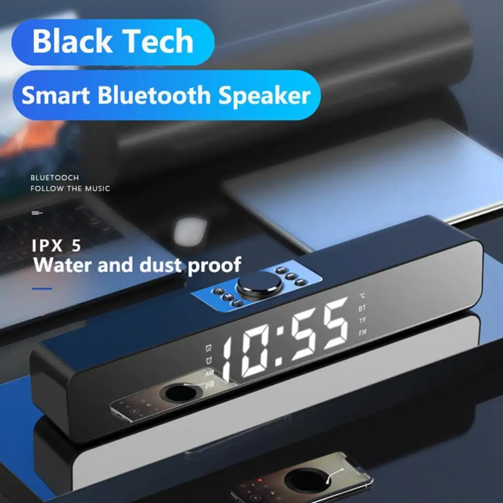 50% Off Bluetooth 5 0 Беспроводной Перезаряжаемые светодиодный бар будильник Динамик