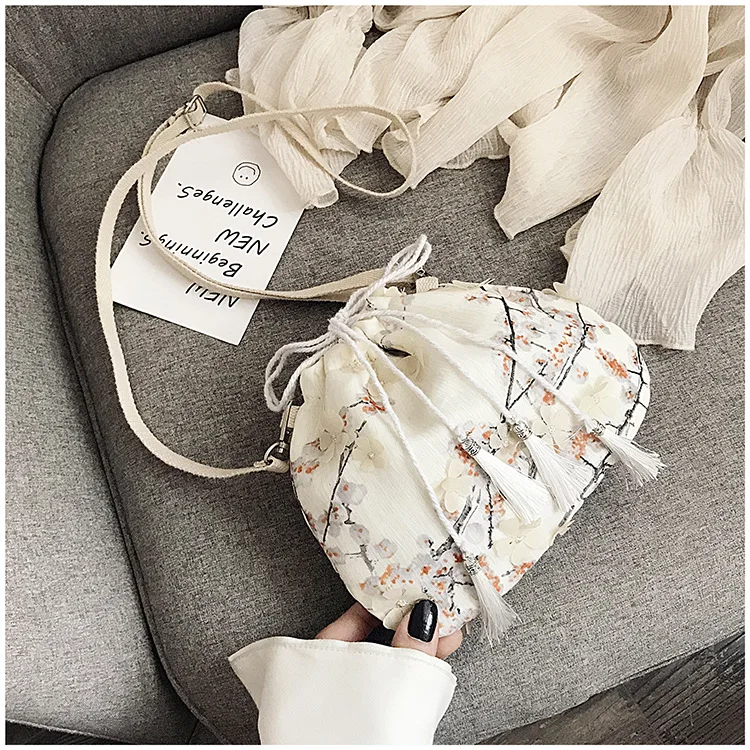 2020 New Handbag Retro Style Shoulder Bag Small Cross-Body Fairy Purse Hanfu All-match Printing Women Big Bag