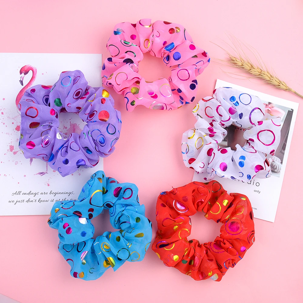 

4.5 Inches Women Printed Circle Hair Scrunchie Girls Hair Band Elastic Hair Rubber Band Pontail Holder Headband Hair Accessories