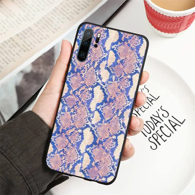 

Snake skin luxury article purple Phone Case For Huawei P40 P20 P30 lite Pro P Smart 2019 Mate 40 20 10 Lite Pro Nova 5t