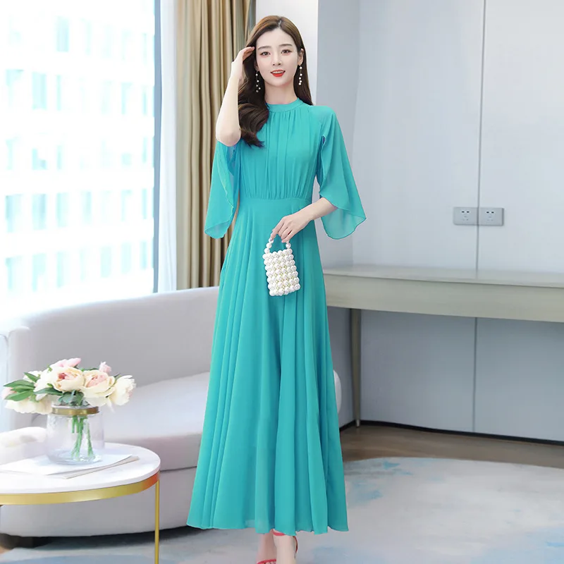 

2021 New Summer Fairy Chiffon Flowing Slim Long Beach Dress Bohemian Dress