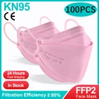 FFP2 одобренная розовая маска для лица FPP2 Fish Корейская 4-слойная маска FFP2 для взрослых FFPP2 маска Rose FFP2mask KN95mask