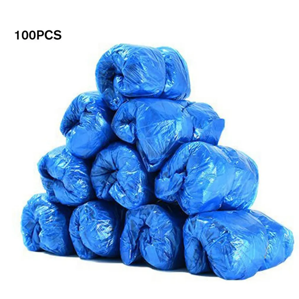 

100 PCS Plastic Disposable Shoe Covers Waterproof Shoe Cover Dispenser Cycling Cleaning Overshoes Protector Rain Outdoor Carpet