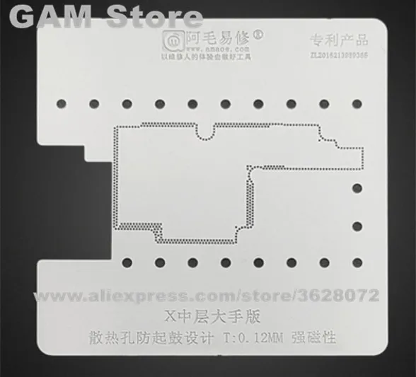 

For iPhone X Middle Layer Board BGA Stencil Reball Solder Ball Tin Plant Net Steel Mesh Amaoe Square Hole Big Hand Version