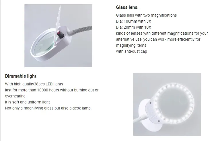 Белый цвет Светодиодная Косметическая настольная увеличительная лампа 5X