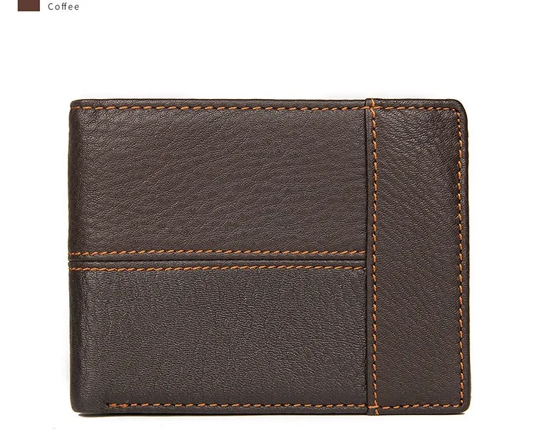 Card Wallet Coffee MAHEU, маленький кожаный мини мужской кошелек, кошелек из натуральной кожи для монет, тонкий кошелек с отделением для фотографий, черный, кофейный - Цвет: Card Wallet Coffee