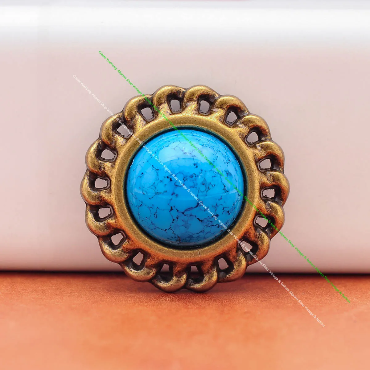 

10pcs 25mm Vintage Brass Round Chain Side Leathercraft Belt Saddle Tack Accessories Western Turquoise Concho Screwback