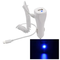android interface car charger 12v to 5v usb2 1a blue indicator light auto charging line adapter for motorcycle rv travel power