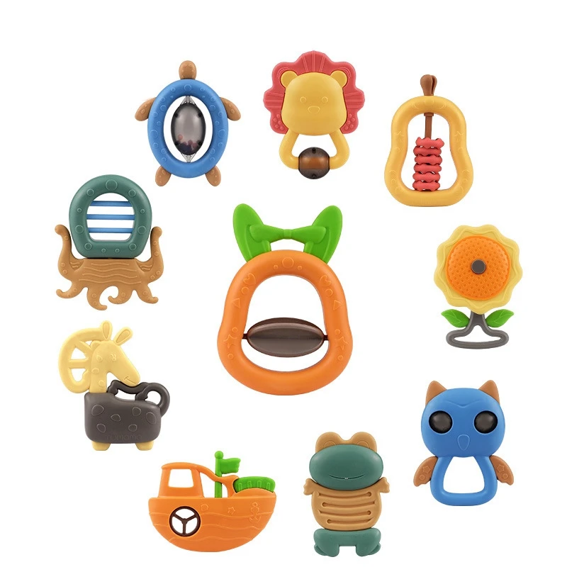

10 шт., пластиковые колокольчики в виде животных, 0-12 месяцев