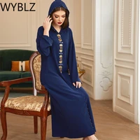 wyblz abaya muslim womens clothing navy blue turkey hijab long dress dubai evening clothes muslim diamonds luxury moroccan robe