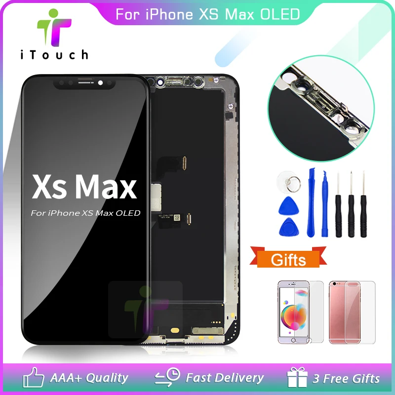 

Новинка 100%, протестированный ЖК-дисплей Pantalla для iPhone XS MAX, OLED-экран, 3D сенсорный экран, дигитайзер в сборе для iPhone XS MAX TFT