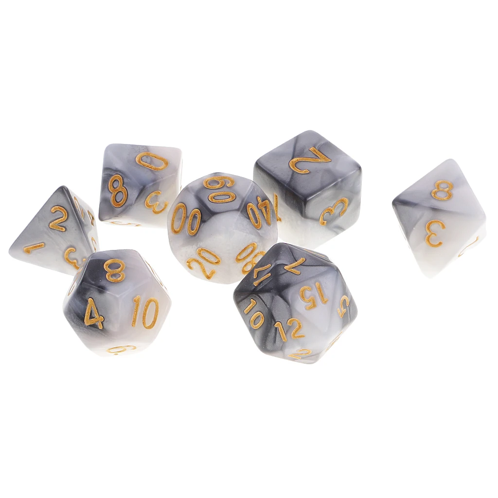 7 шт многогранные кости для подземелий и драконов DND Dados RPG MTG настольная игра D20 D12 D10 D8 D6 D4 набор разноцветных кубиков и кубиков