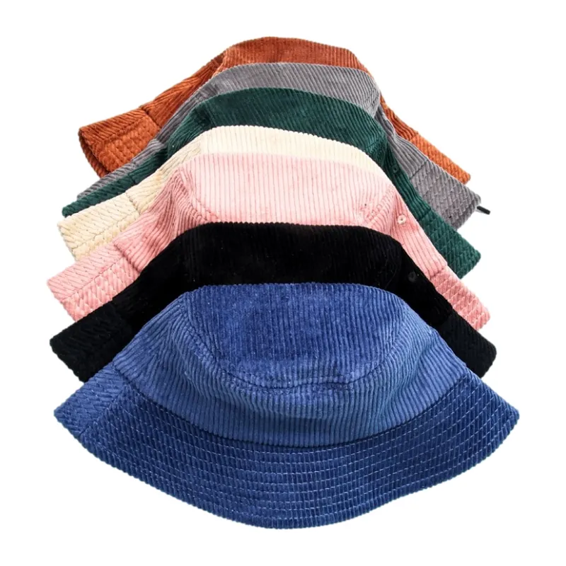 New Women's Winter Corduroy Bucket Hat Men's Autumn Bob Solid Warm Panama Hat Cap Ladies Wide Brim Sun Fishing Fisherman Hat