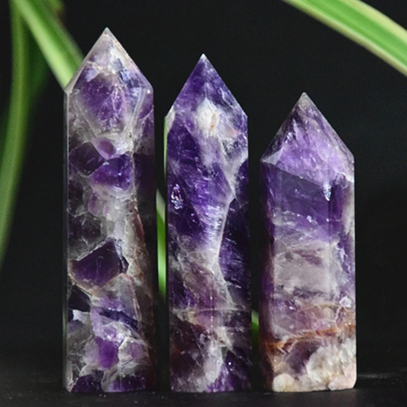 

7-9cm NATURAL Dream Amethyst QUARTZ CRYSTAL WAND POINT HEALING home Feng Shui decoration Drop Shipping