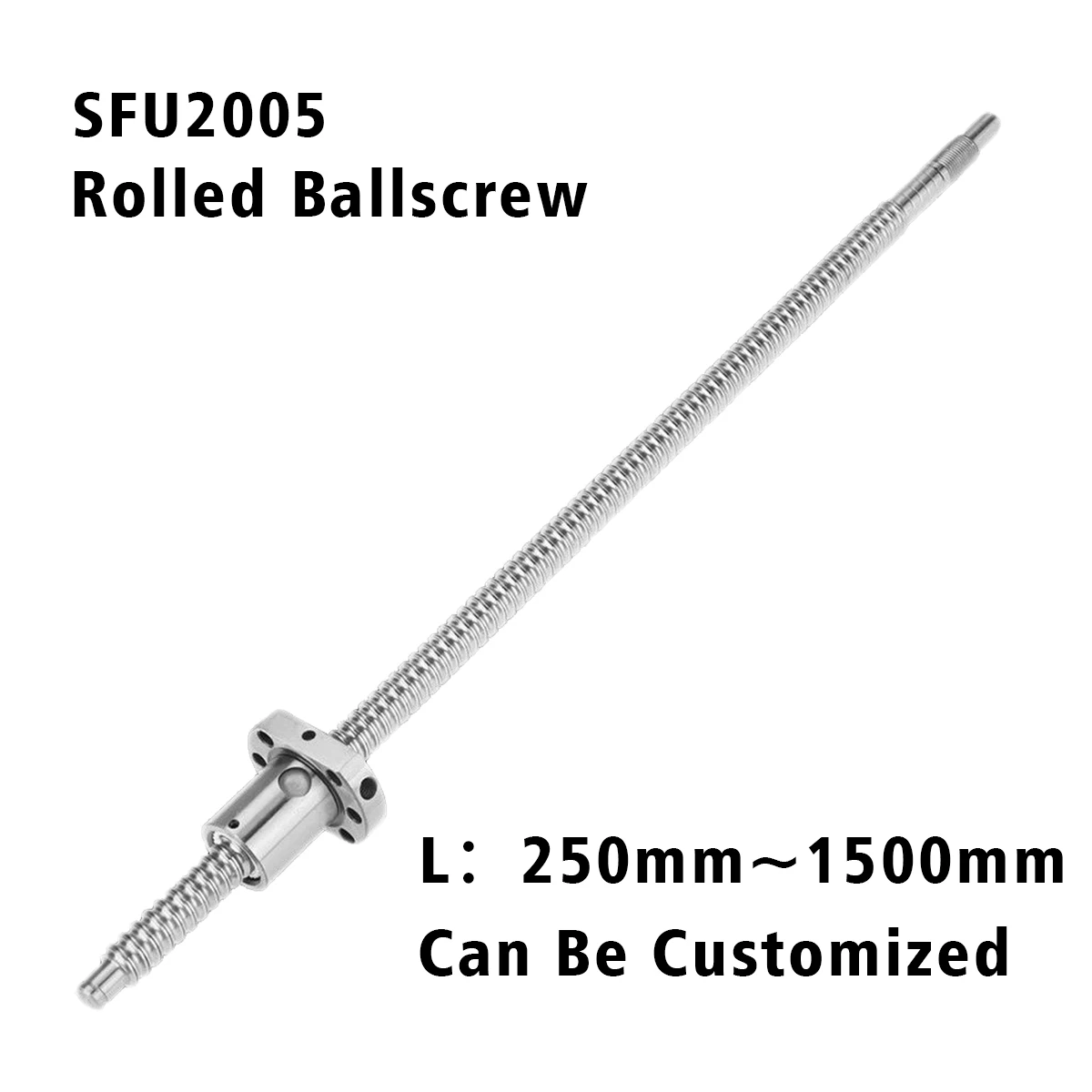 SFU2005 250 300 350 400 450 500 550 600 800 1500 2000 мм шариковый винт C7 с 2005 фланец, гайка шарикового винта конец механической обработке