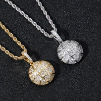 new basketball pendant necklace hip hop micro pave cubic zirconia men necklace pendant sports jewelry