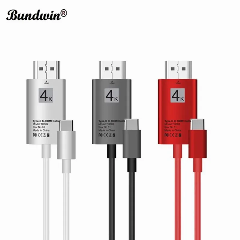 Кабель-адаптер Bundwin 4K 2 м USB 3 1 Type C-HDMI HDTV для Thunderbolt Huawei P20 Mate 10 Pro MacBook | Электроника