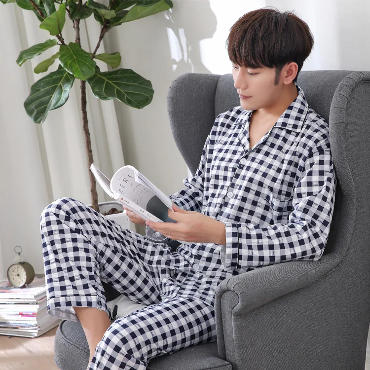 

Мужская Классическая хлопковая молодежная одежда с рисунком в клетку, Повседневные Дышащие уличные удобные брюки с длинным рукавом