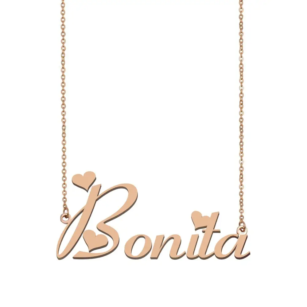 

Bonita имя ожерелье, пользовательское имя ожерелье для женщин девушек Лучшие Друзья День рождения Свадьба рождественские дни матери подарок