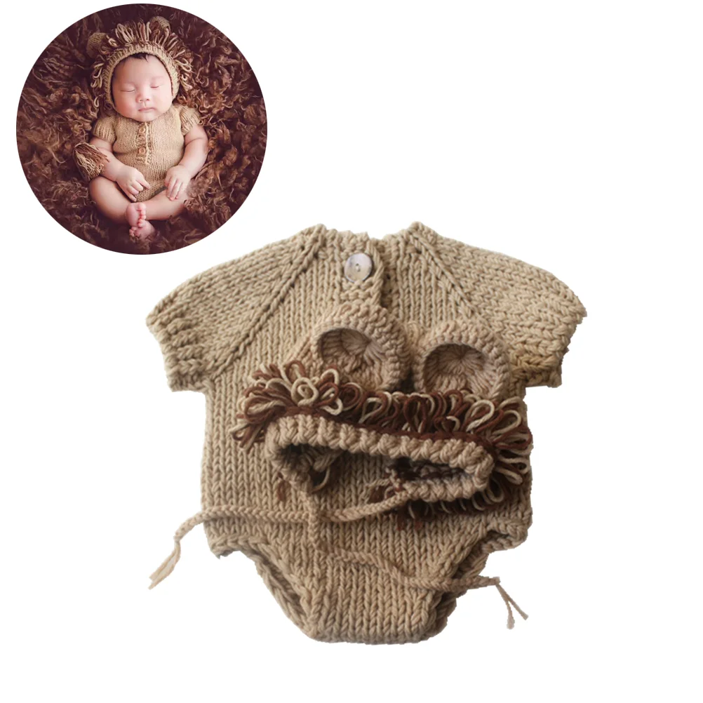 

Реквизит для фотосъемки новорожденных детей дизайн Льва фотосъемка наряды унисекс Трикотажный костюм костюмы