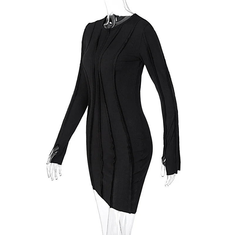 

2021 Long Sleeve Women Dress Patchwork Sexy Mini Dress Autumn Spring Ladies Fashion Irregular Party Outfits for Female