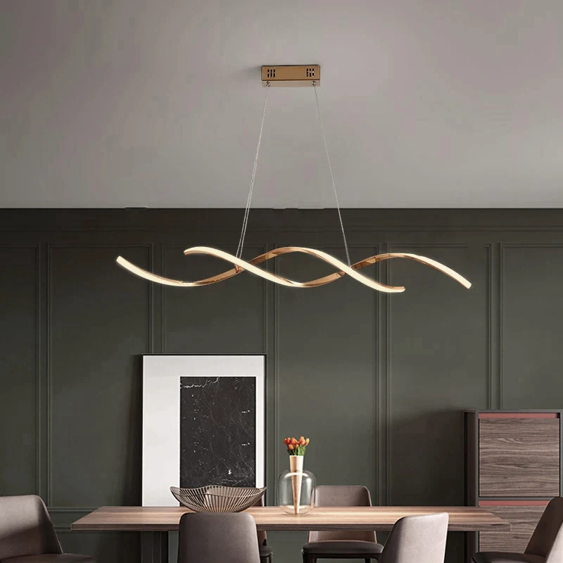 Candelabro led cromado/dorado para comedor, cocina, 90-260V de longitud, 90cm/110cm