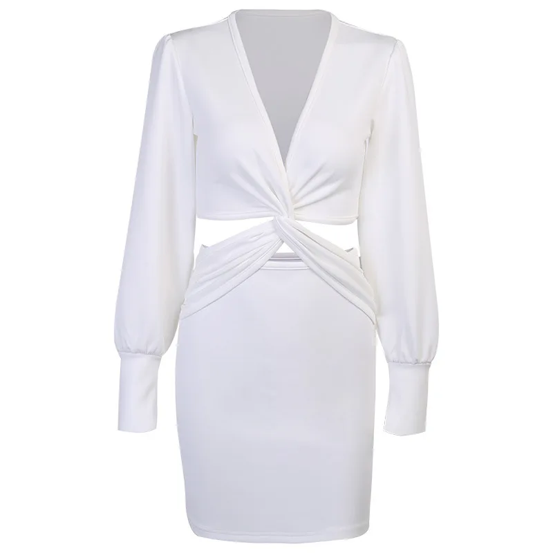 

Women One-piece Suit Dress Long Sleeve Sexy Elegant White Black Satin Dresses Blazer Wrap Bodycon Office Chiffon Casual Dress