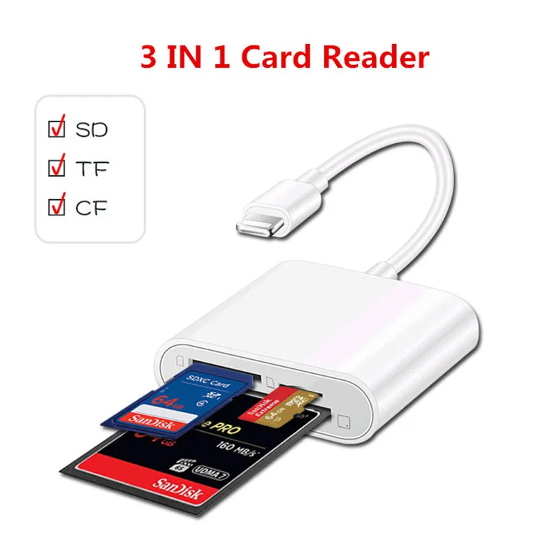 Переходник Lightning/TF для iPhone X 8 7 iPad 3 в 1 | Компьютеры и офис