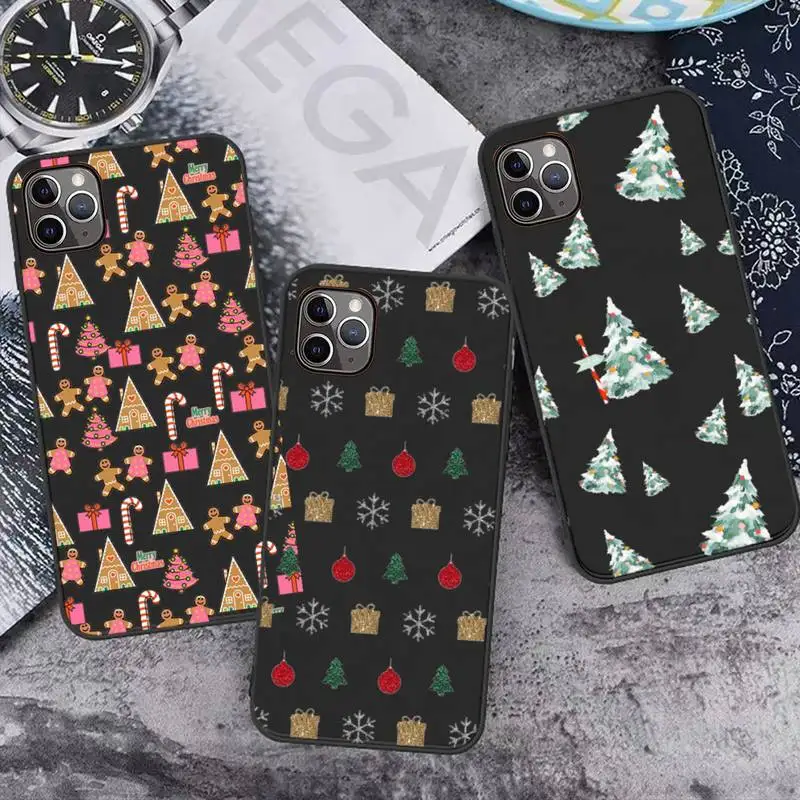 

Christmas gift tree Elk pattern Phone Case Candy Color for iPhone 6 7 8 11 12 s mini pro X XS XR MAX Plus